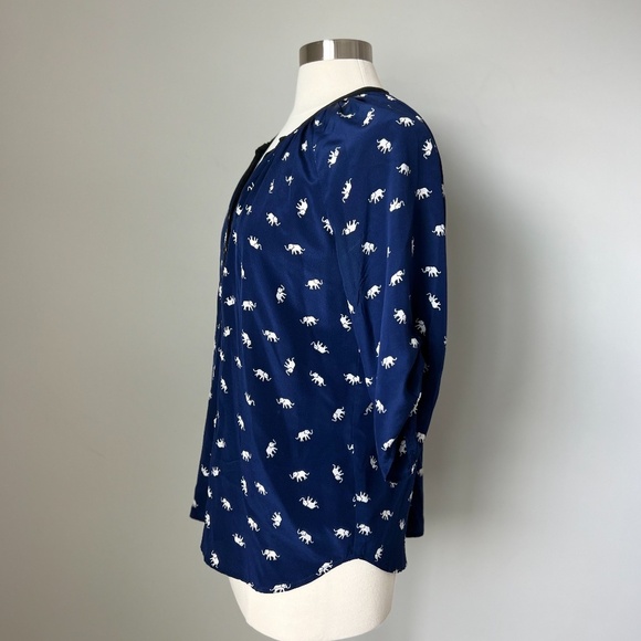 Yumi Kim Elephant Print 100% Silk Blouse Size Medium - Picture 9 of 15
